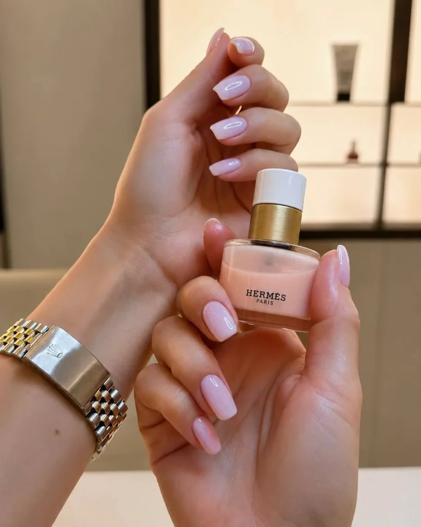 Sheer pink gel manicure by Milfey Beauty
